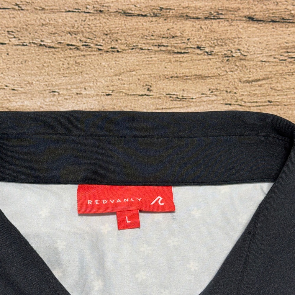 Redvanly Polo Shirt Mens Large L Navy Blue Floral Golf Performance Short Sleeve - Picture 4 of 8